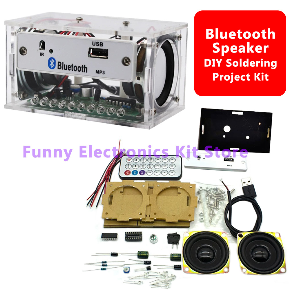 Diy Electronics Music - طقم مكبر صوت بلوتوث DIY أبيض