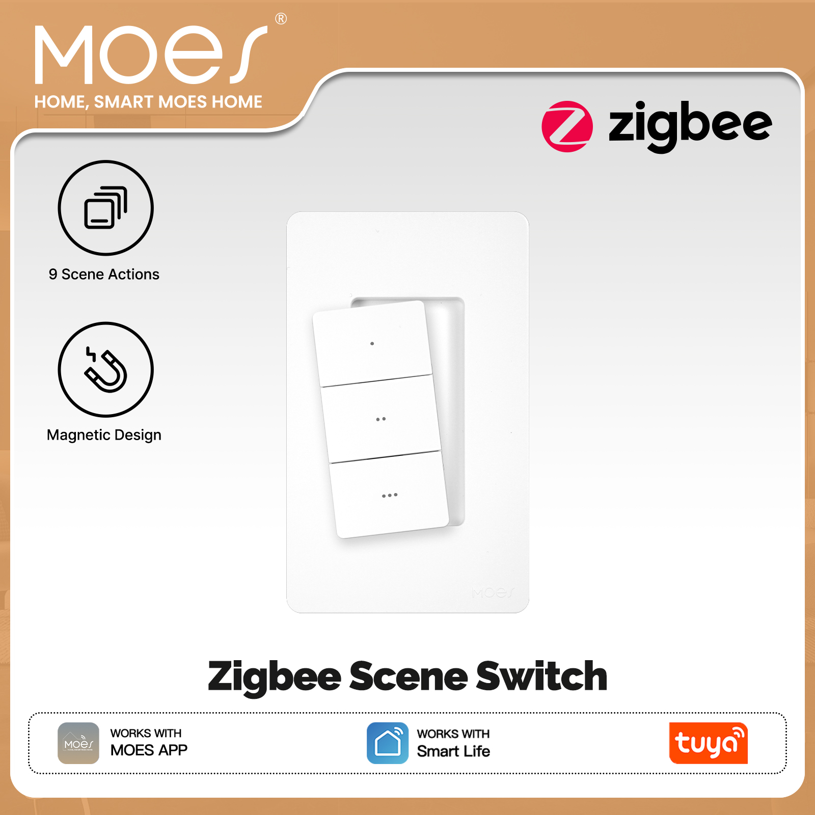 مفتاح مشهد لاسلكي ذكي MOES Tuy - مراجعة Push Button Tactile وسعره