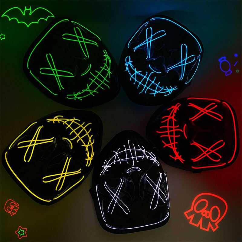 قناع الهالوين النيون LED، قناع - مراجعة Diy Halloween Electronics وسعره